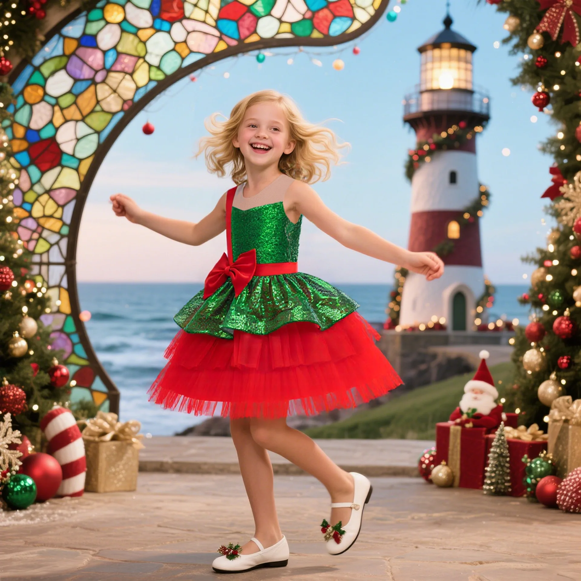 

Рождественские платья с блестками, красное и зеленое сетчатое праздничное платье для девочек, детская одежда Санта-Клауса и снежинки для дня рождения, фестиваля