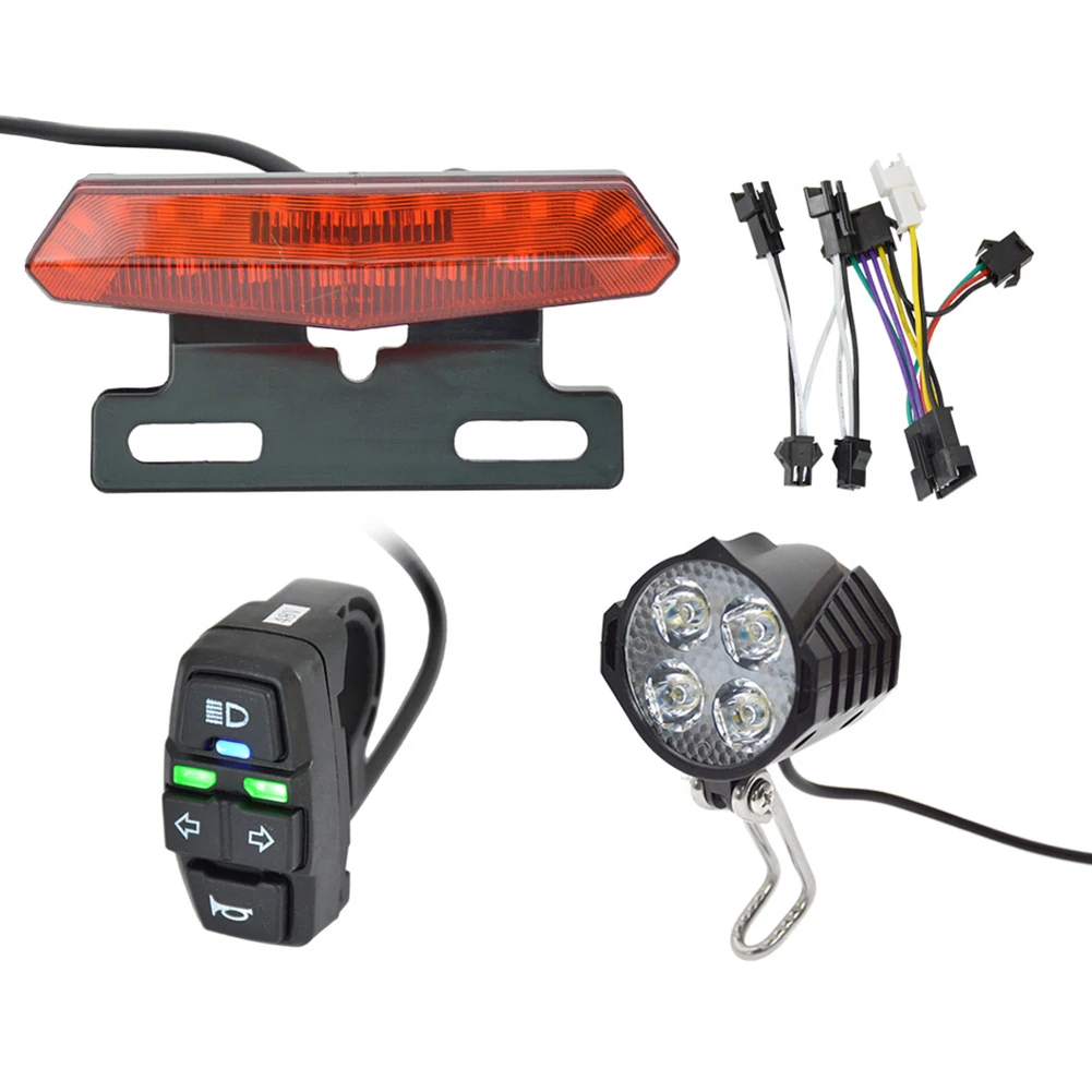 

Комплект световых приборов для электровелосипеда 24В/48В с задним фонарем, стоп-сигналом, указателями поворота и яркой фарой 180-300 лм