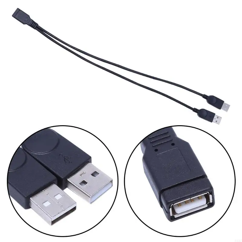 

920L USB 2.0 Type A 1 Female to USB Male for Extra Power Data Extension Cord Adapter Splitter Y-Cable Black