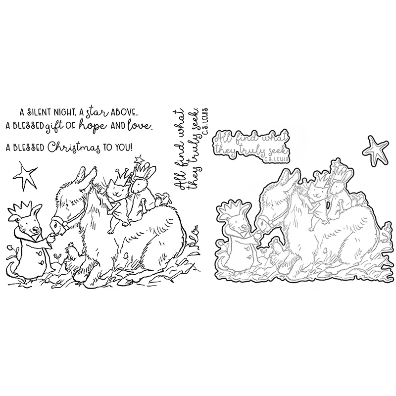 2023 New 3 Kings Animal Cat and Donkey Clear Stamps and Metal Cutting Dies For DIY Craft Making Paper Greeting Card Scrapbooking