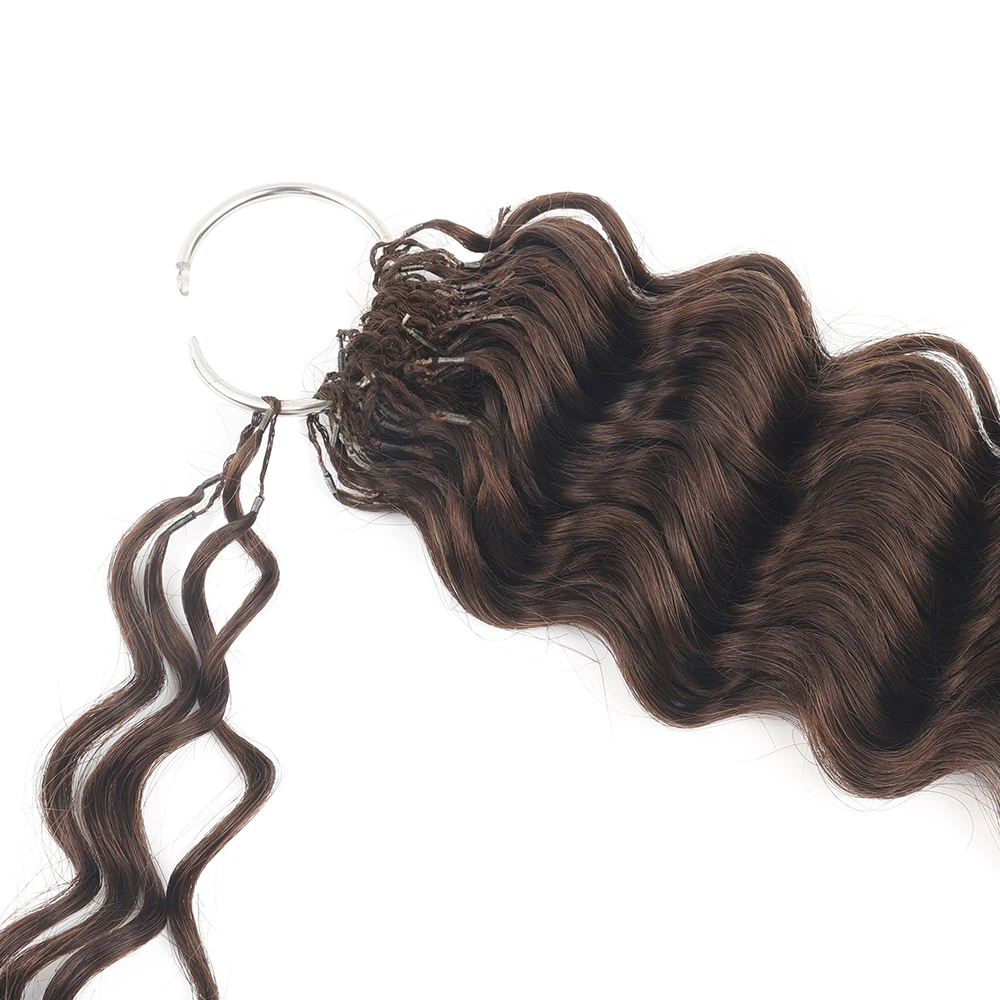 #4 Brown Deep Wave Braiding Hair Knotless Pre-Separated 40 Strands/Pack Deep Curly Feather Crochet Human Hair Extensions