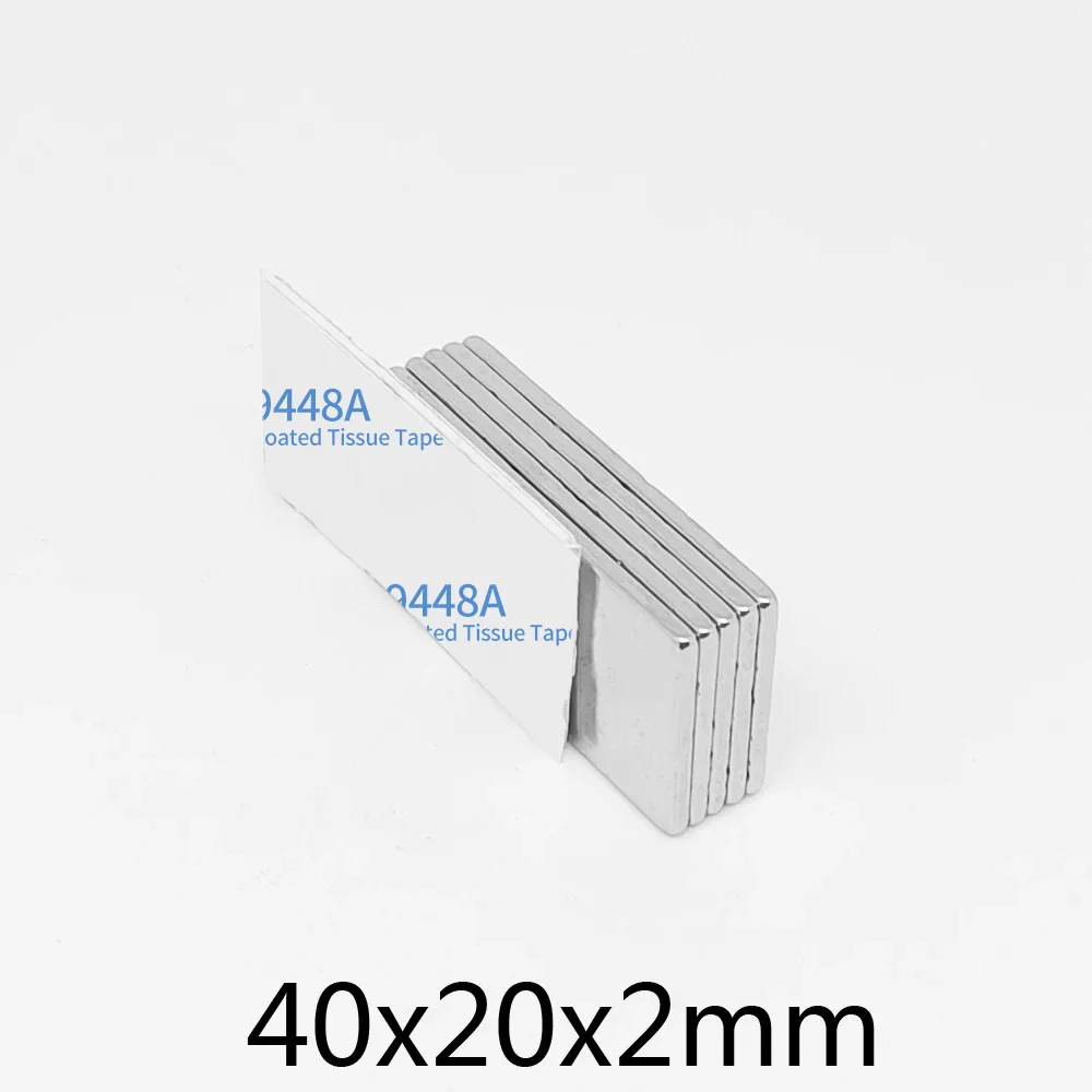 40x20x2mm Block Strong Powerful Magnets With 3M Self - Adhesive 40*20*2 Long Neodymium Magnet Sheet 40x20x2