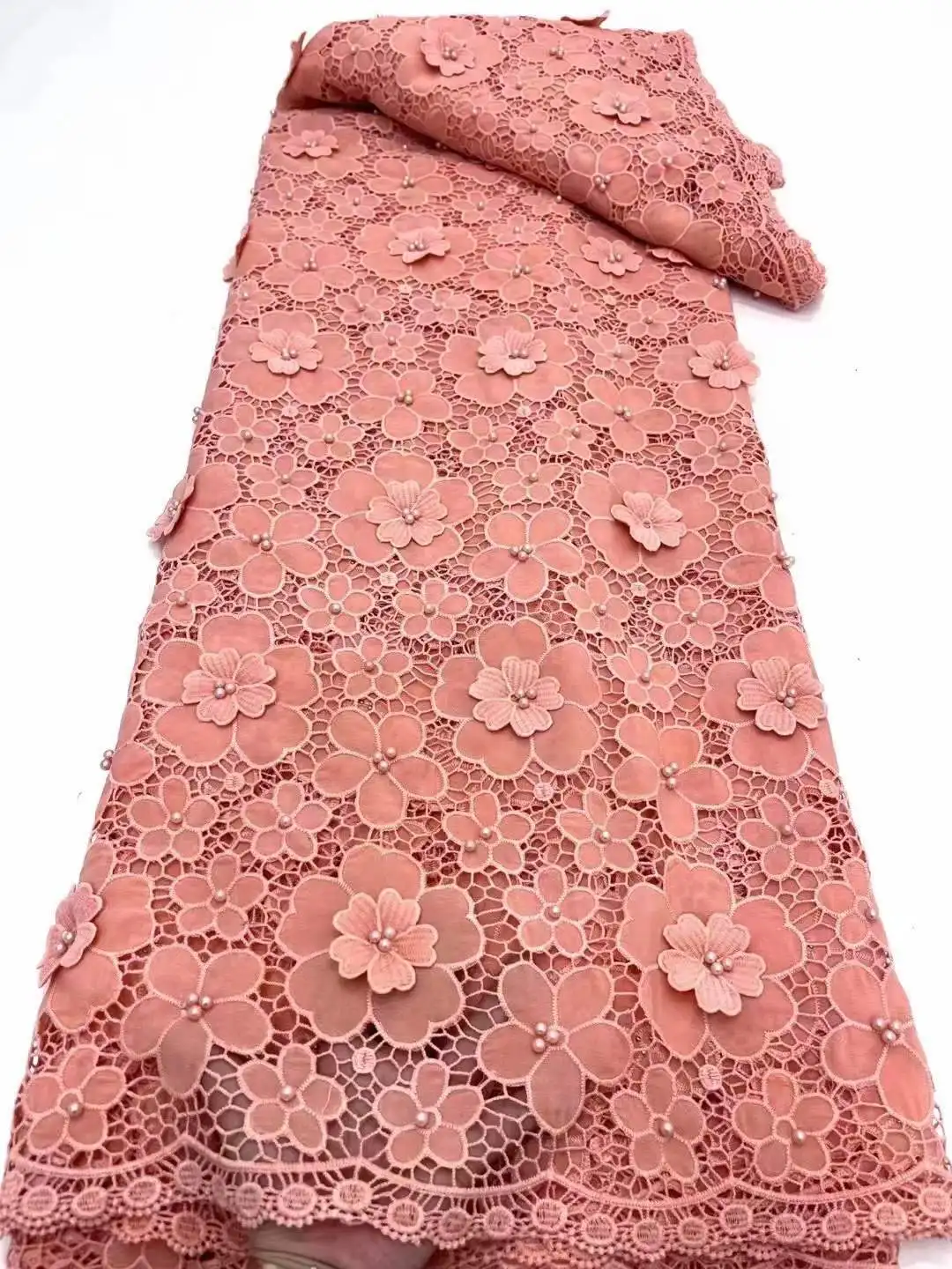 

Water Soluble Embroidery, African 3d Flower with Diamond Water Soluble Lace Skirt Fabric Stones Cord Lace