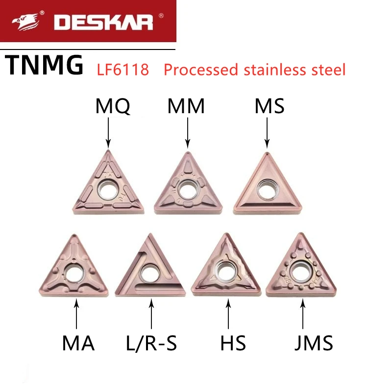 

Deskar Tnmg160402 Tnmg160404 Tnmg160408 Tnmg160412 Ha Jms Hs Ma mm Mq L-S R-S Lf6118 Lathe Lathe Carbide Tool Cnc Blade Processing Stainless Steel