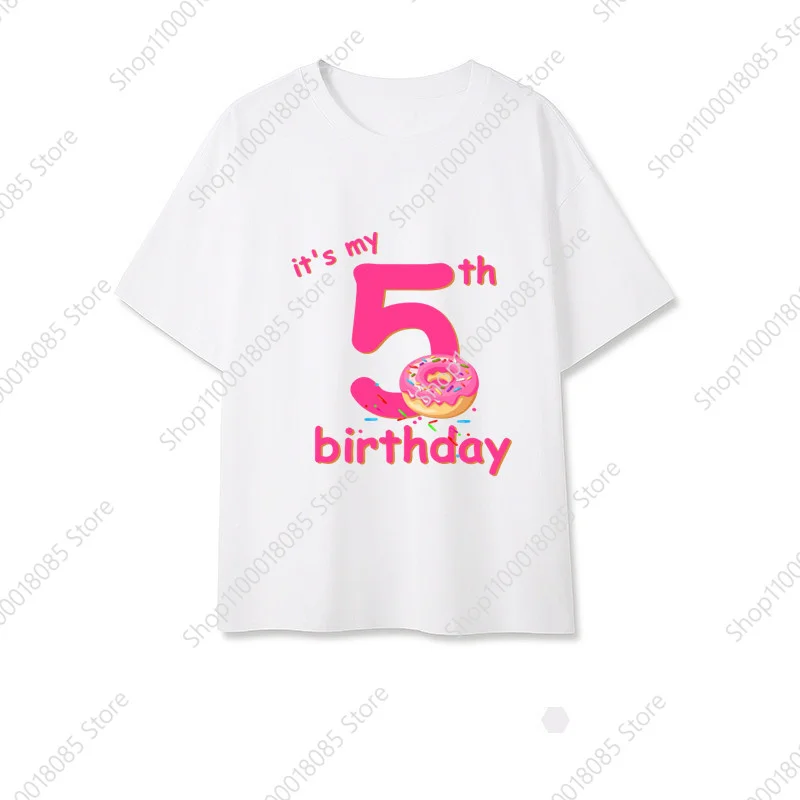 Family Matching Donut Lover Birthday Number 1-9 T-shirts Grandparents Mom Dad Bro Sis Sweet Top It Is My Birthday Print TShirt