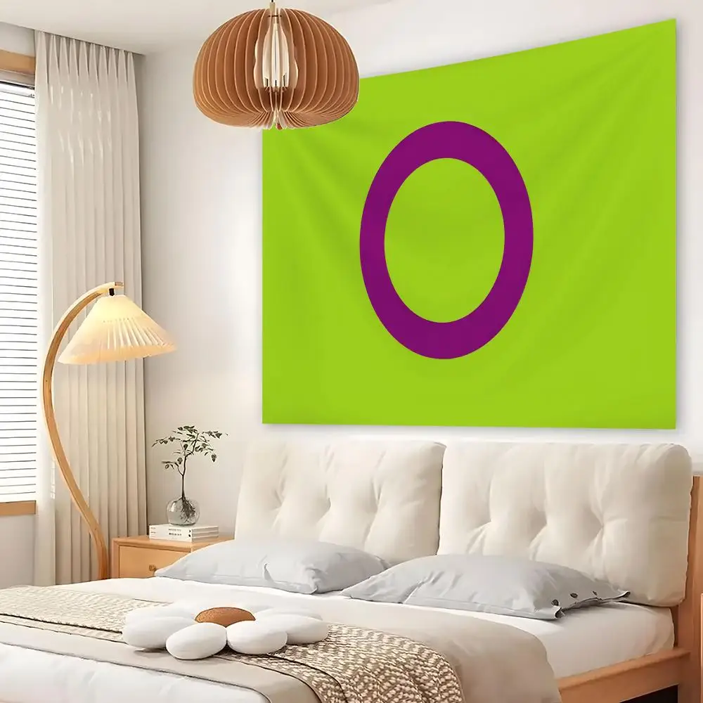 Intersex Progress Pride LGBTQ Tapestry Living Room Bedroom Wall Decor Wallpaper Backdrop Cloth With Clips
