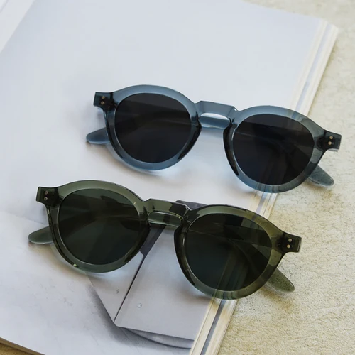 Imagen 2 del producto Peekaboo gafas de sol polarizadas unisex retro mujer azul verde marrón TR90 gafas de sol redondas para hombres uv400 dropshipping 2024 masculino