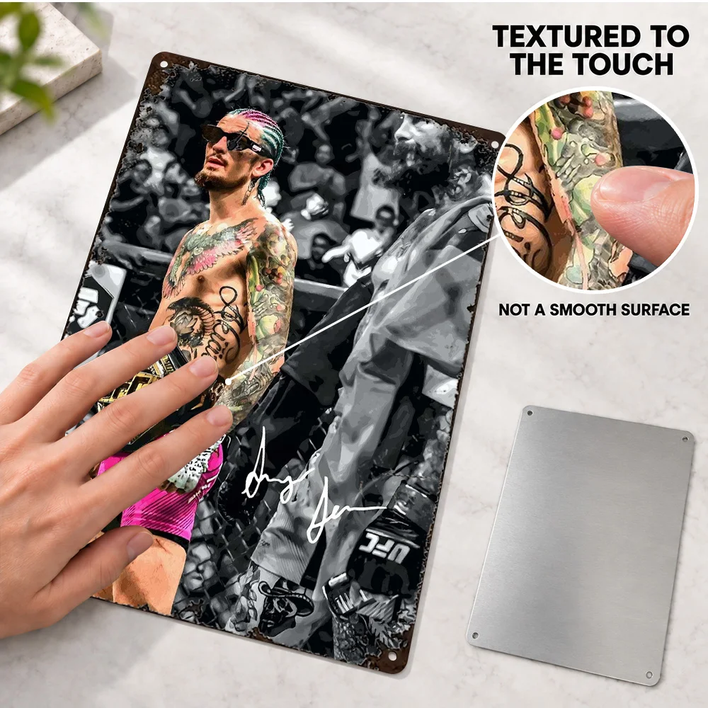 Sean OMalley Raised Arms Textured Metal Poster Customized Aluminum Sign Pink Shorts Championship Belt Wall Art For Training Room