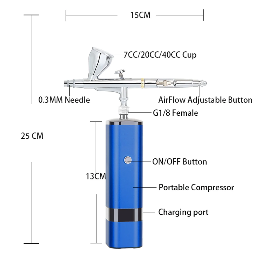 Personal Airbrush With Compressor Powerful High Pressure Super Works Type C Cake Decoration Temporary Tattoo Art Design Tool