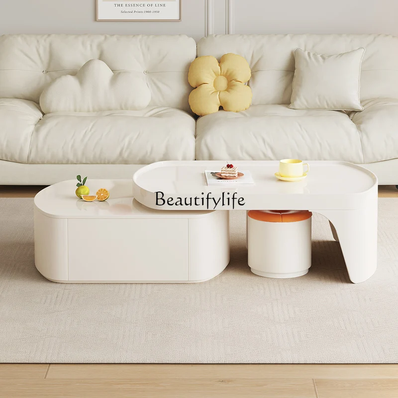 

10Cream wind tea table multi-functional retractable modern simple premium tea table