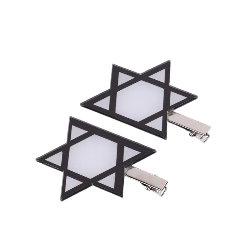 Girl Frontline Negev Cos Hair Accessories  Hexagram Star Hair Clip 1 Pair Of Tactical People Accessories Props Role Play