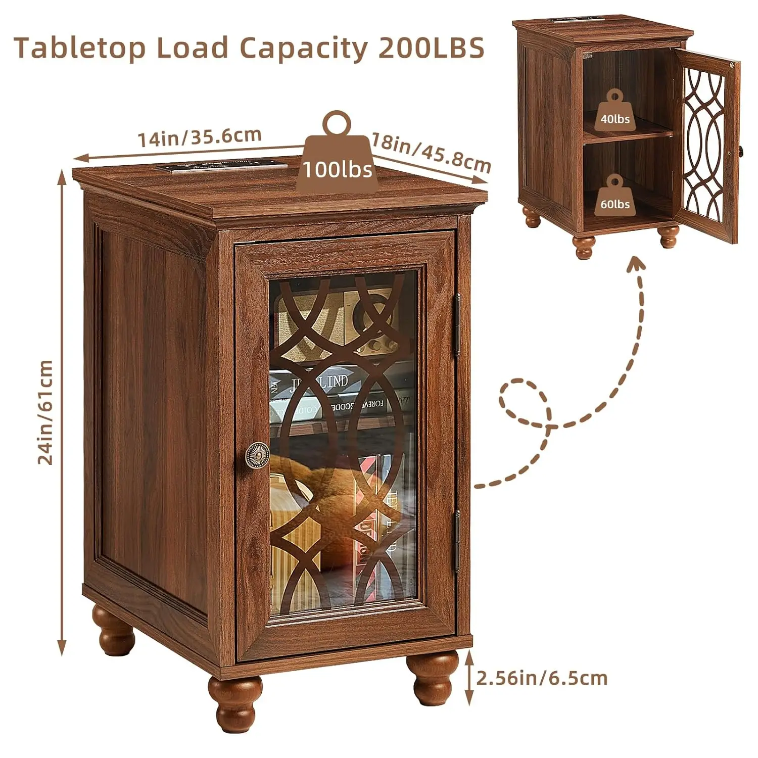 Narrow Charging Side Table Set 3