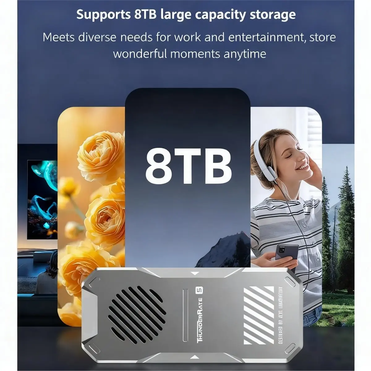 A86G NEW 80Gbps for 5 M.2 NVMe SSD Enclosure Transfer Rates over 6000MB/ for Pro
