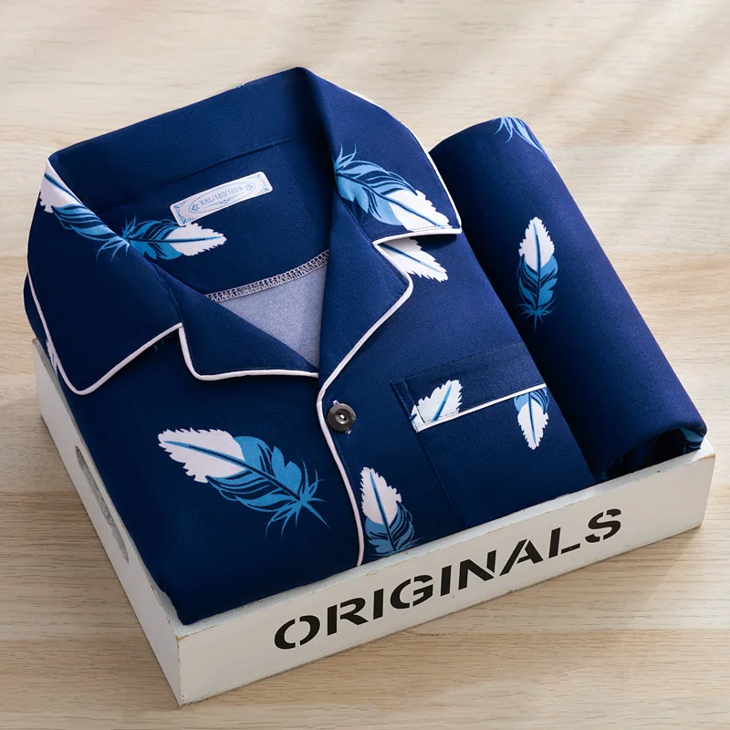 Men's cardigan blue feather