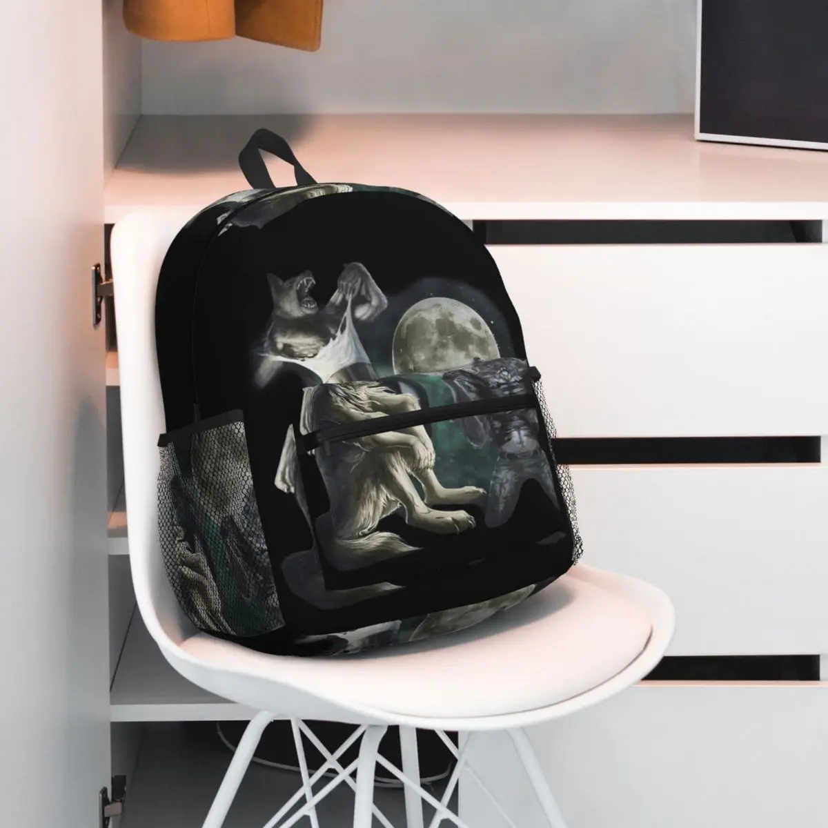 Vintage Alpha Wolf 90s Meme Backpack Daypack Large Capacity Boys Girls BookBag School Bag Shoulder Bags for Men Women