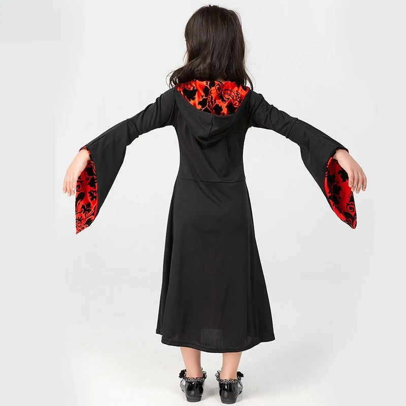 أزياء القرون الوسطى أزياء الهالوين للفتيات أزياء الساحرة مصاص الدماء التأثيرية أزياء مسرح الدراما لأداء الوالدين والطفل