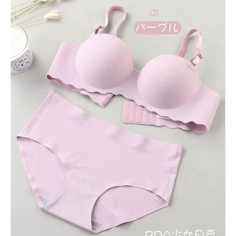 Lingerie bra push-up wanita, pakaian dalam Terusan tanpa kelim nyaman, dapat dilepas tali bahu