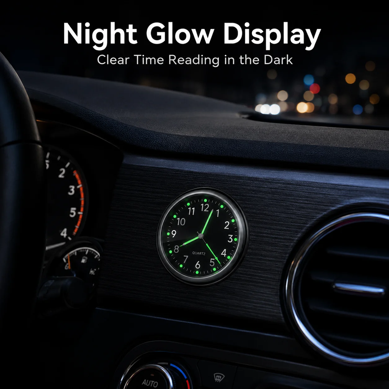 Automobile Clock Dashboard Car Clock Interior Decor Portable Mini Clock Decoration Luminous Analog Watch Ornaments For Cars