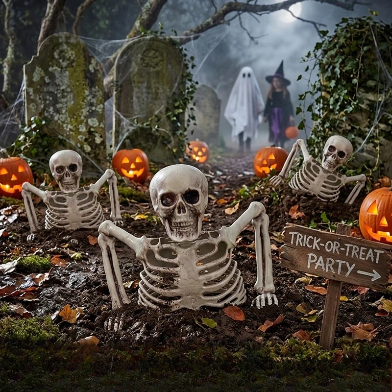Halloween Giant Groundbreaker Skeleton Halloween Decoration Ground Breaking Skeleton Horror Props Outdoor Lawn Yard and Porch