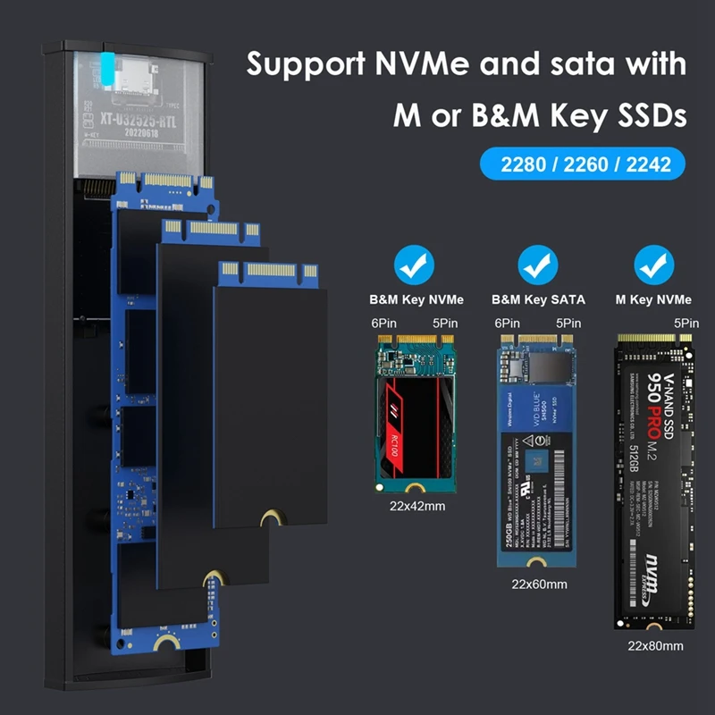 Top-M.2 Hard Drive Enclosure NGFF Dual Protocol Typec Mobile Hard Drive Enclosure SATA SSD Solid State To USB