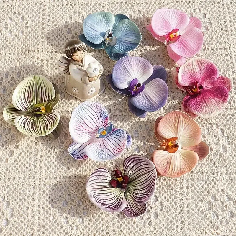 غطاء رأس على شكل فراشة مطبوعة ثلاثية الأبعاد، قطن صناعي وزهرة سيليكون، تذكار زفاف، صندوق هدايا للحفلات، إكسسوار للشعر،