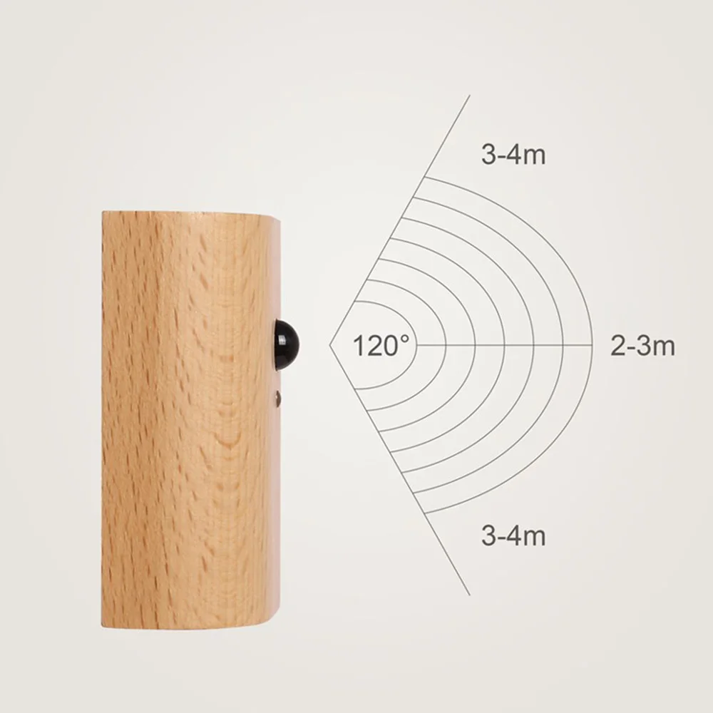 1pcs Wooden Motion Sensor Night Lights USB Rechargeable Wireless LED Induction Wall Lamp Bedroom Kitchen Corridor Stair Light