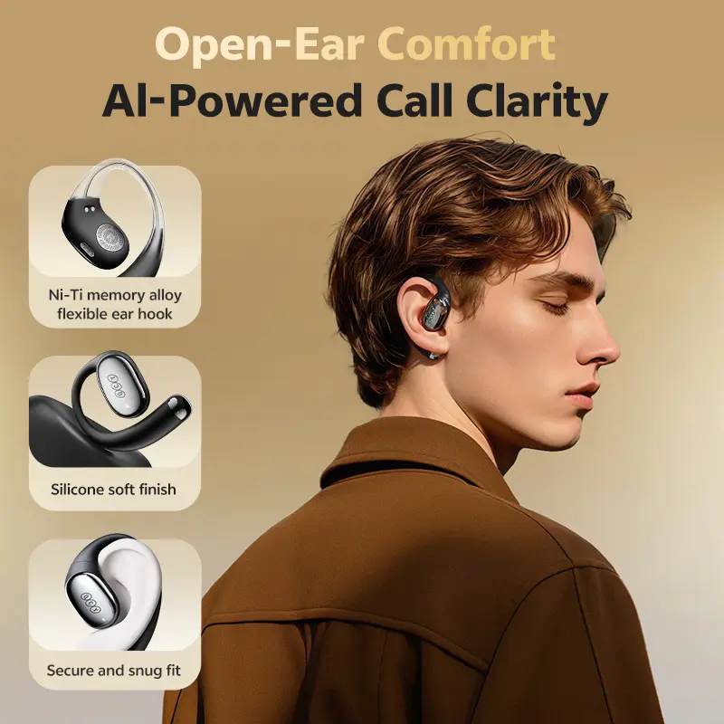 QCY Crossky R70 Open-Ear Wireless Headphones Hi-Res LDAC Audio Bluetooth 6.0 Earphones 4 Mics HD Call IPX5 Earhook Sport Earbuds - 5