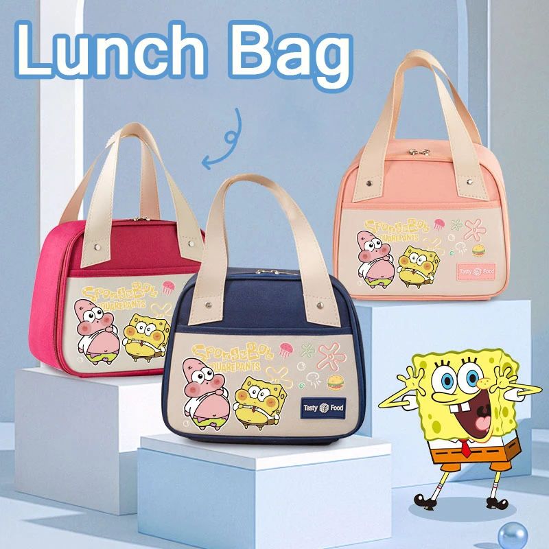 SpongeBob Patrick Star Lunch Bag Insulation Bento Pack Aluminum Foil Rice Bag Student Handbag Portable Food Container Tote Bags