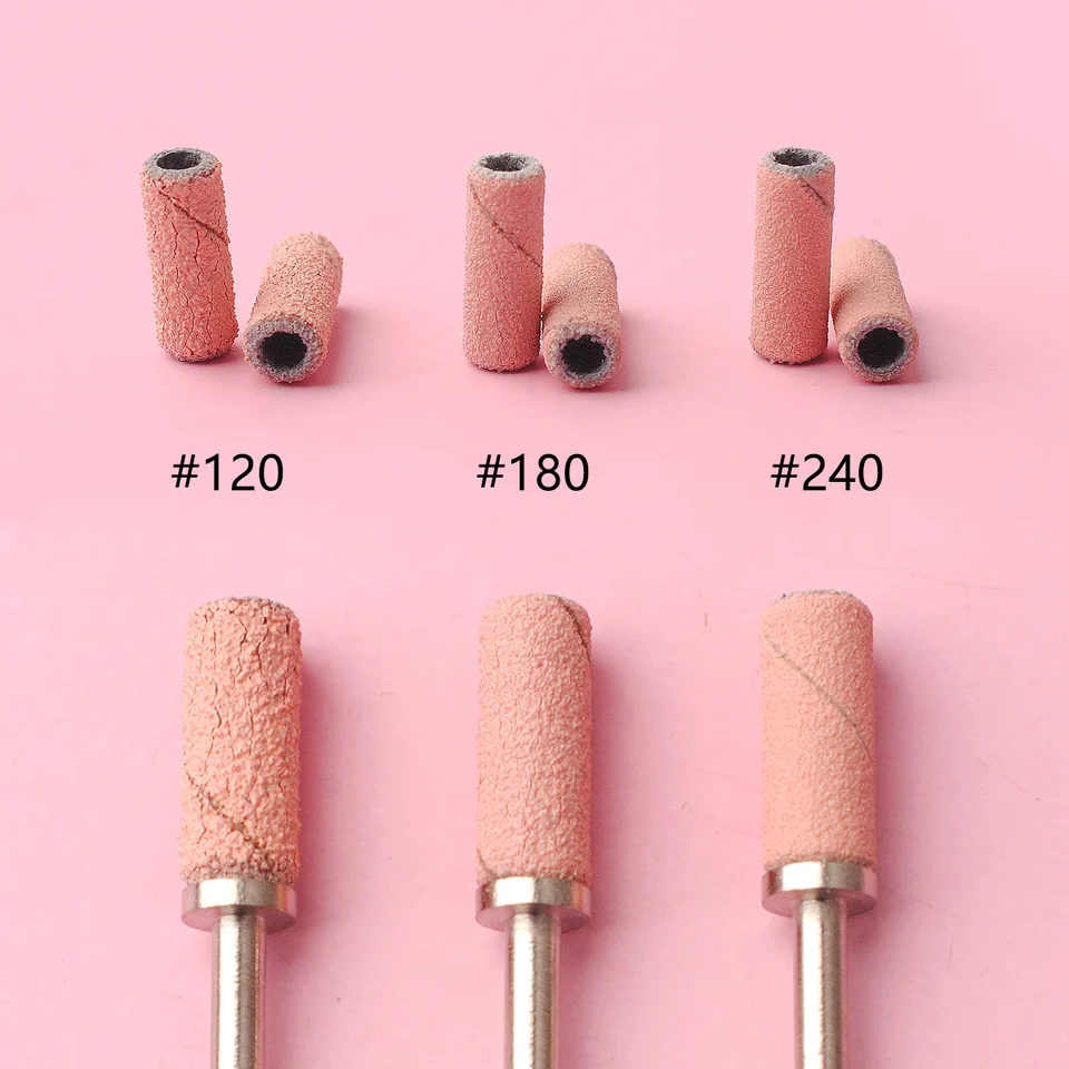 Caja de 80pzas Bandas de Lijado Rosadas 3.1mm Mini Kits de Fresas para Uñas Mandriles Accesorios Eléctricos de Manicura Herramienta Quitacutículas 5