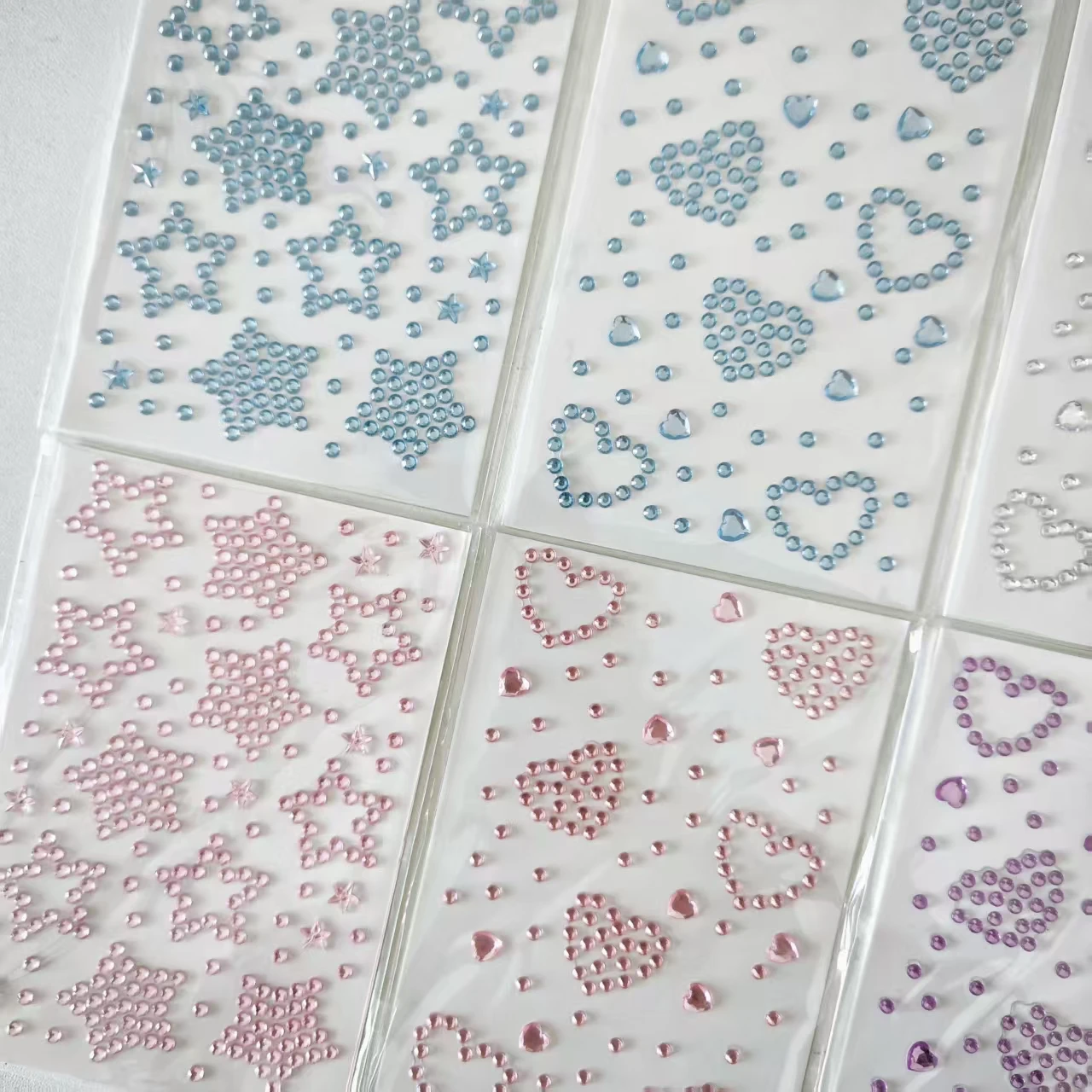 8 buah bintang berujung lima, hati, stiker mengkilap, riasan panggung, stiker mata, stiker wajah, stiker dekoratif.