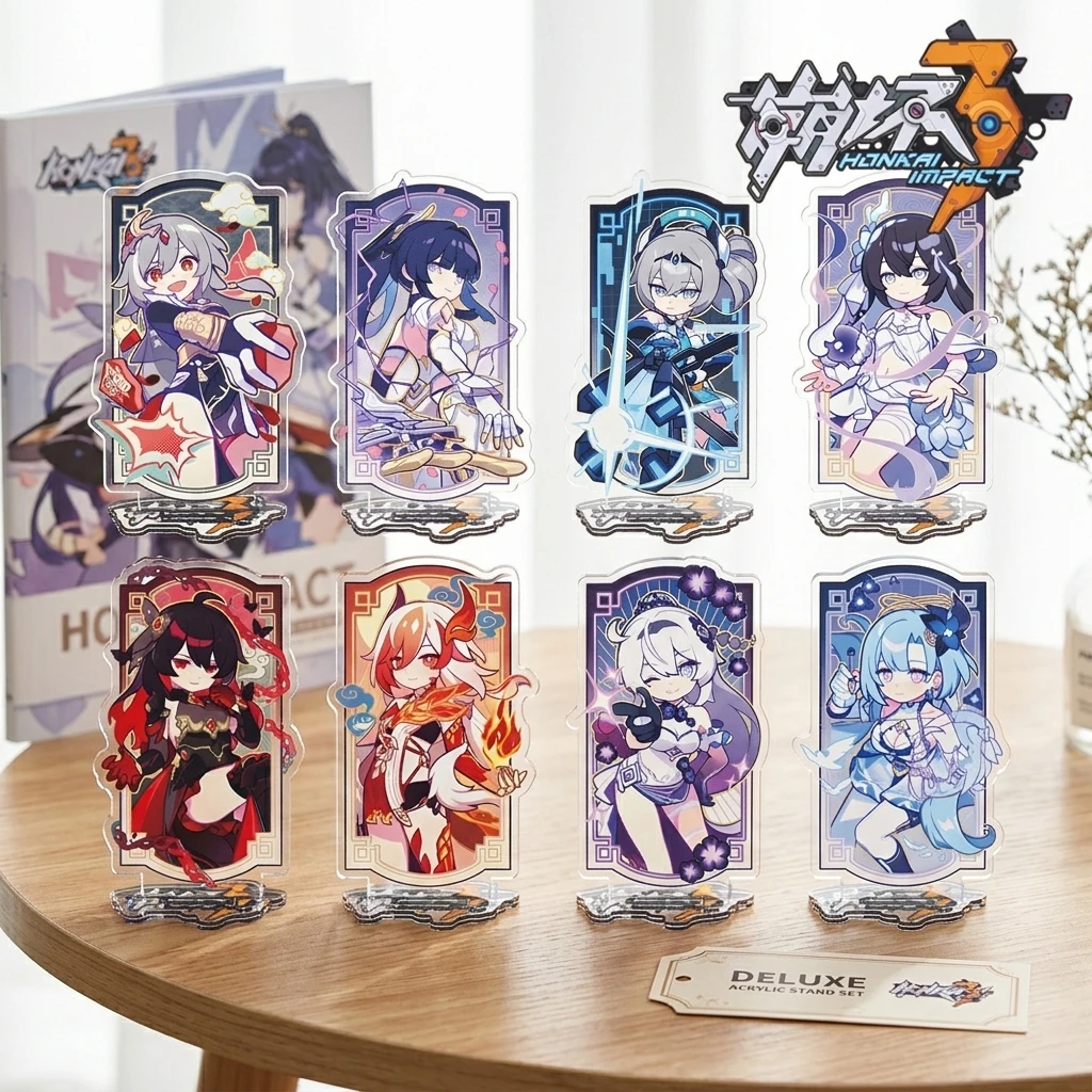 Honkai Impact 3 Series 2026 New Arrival Acrylic Stand Kiana Mei Bronya Seele Fu Hua Q‑Style Game Character Desktop Keychain