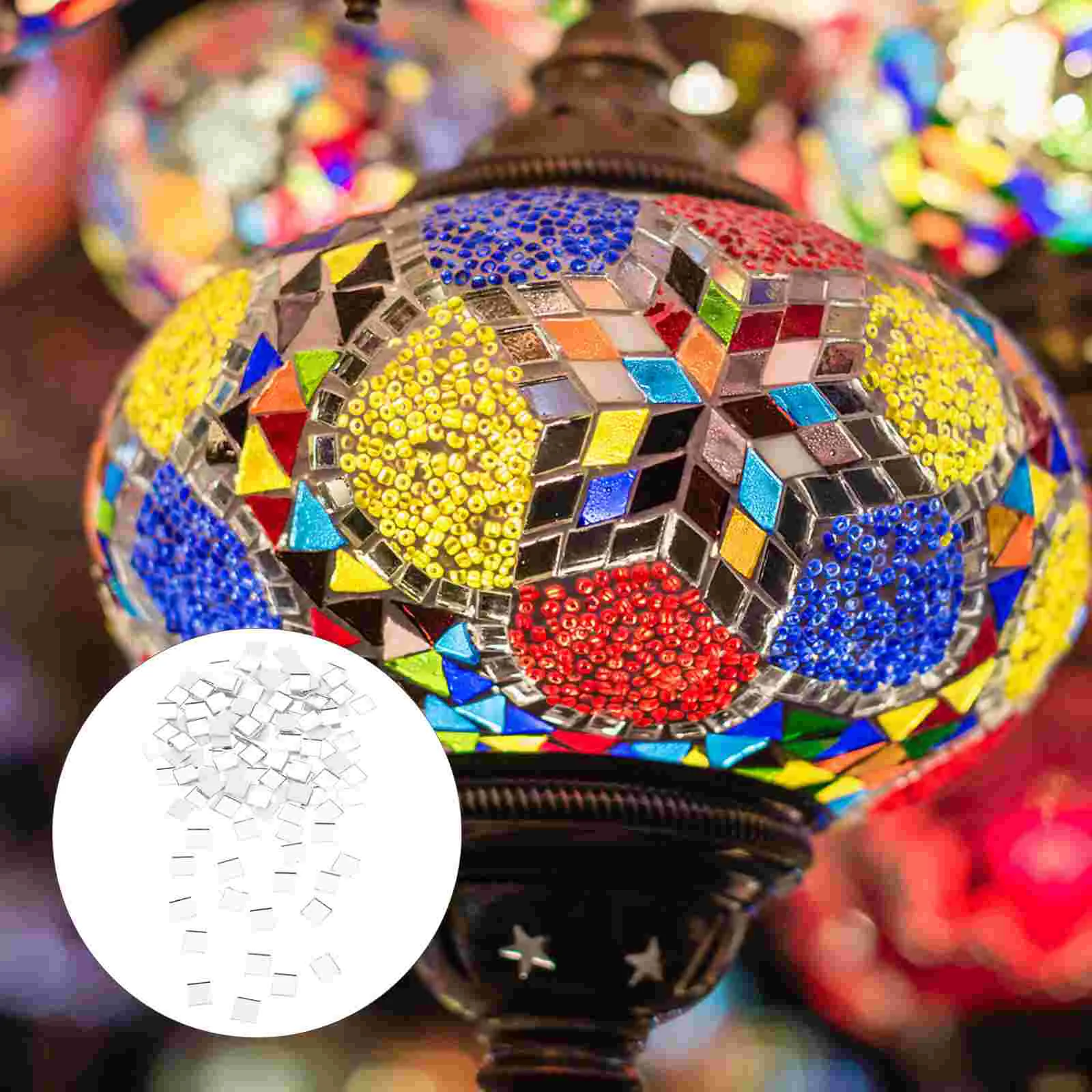 

300pcs Mosaic Patch Craft Tiles Square Shape Gems Mini Mirror For Crafts Supplies Projects Silver Glass Home Decor