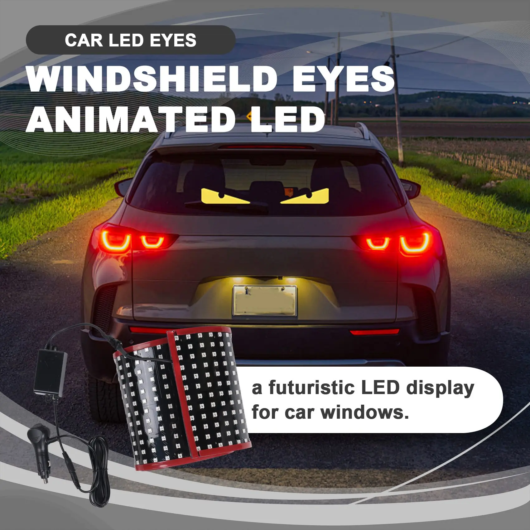 Super Sale Truck Devil Eye LED Matrix Pixel Panel Soft Foldable Lighting Graffiti Scrolling Stick Up Text Board Windshield 47.2i