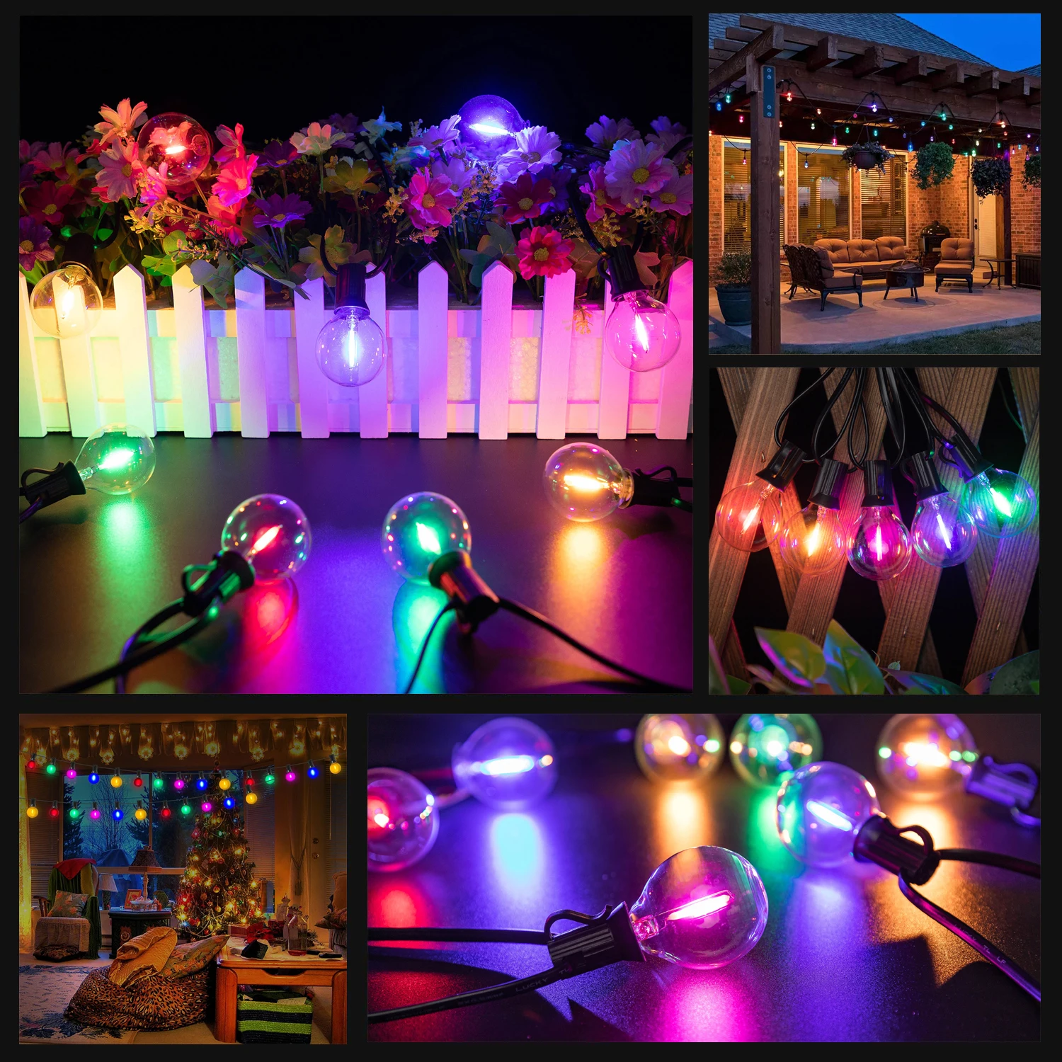 Cadena de bombillas Led de colores G40, guirnalda de calle impermeable, conectable, RGB, decoración de boda y Navidad, UE, 220V, EE. UU., 110V