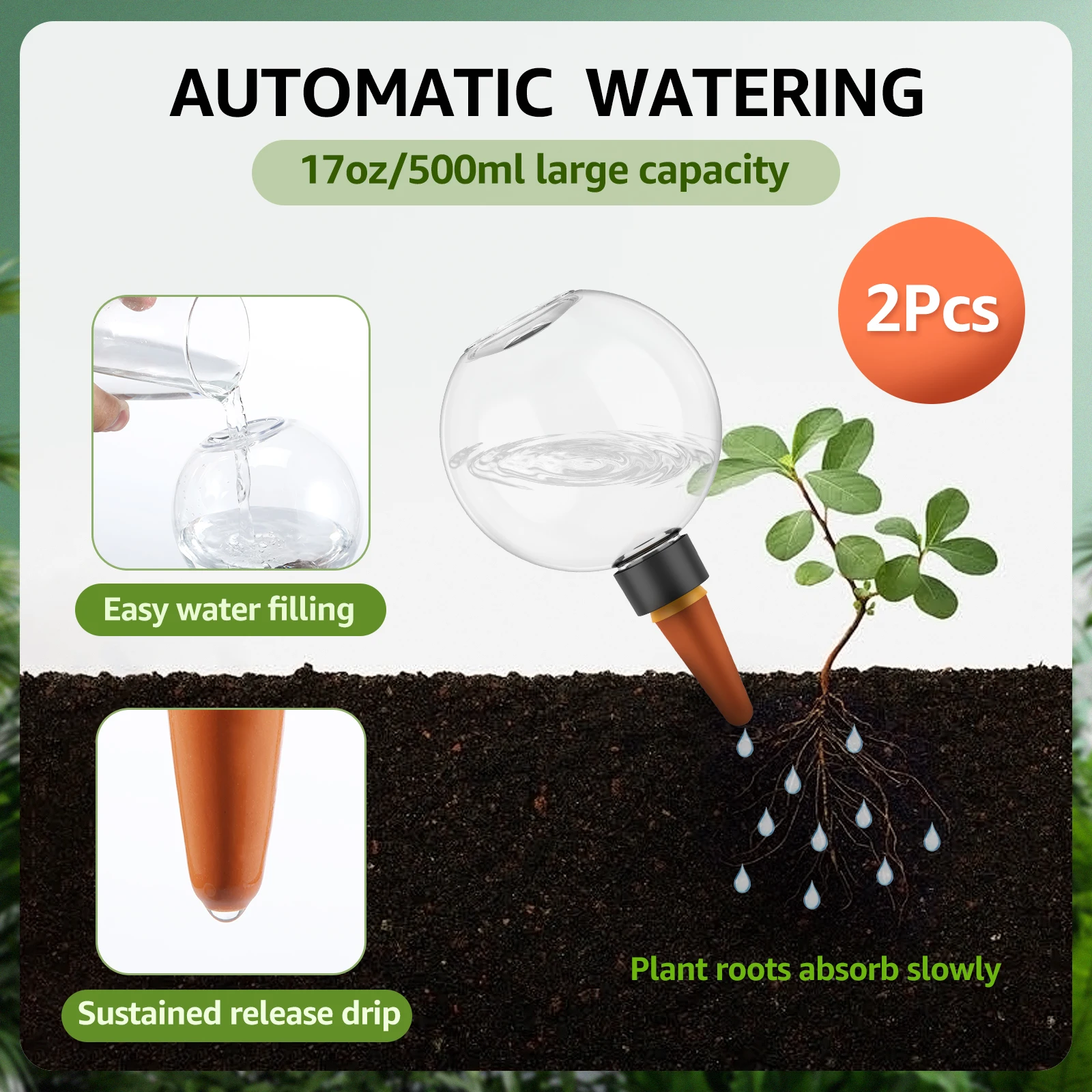 2/4Pcs 500ML Automatic Drip Irrigation System Self Watering Plant Watering Bulbs for Garden Flower Plants Watering Balls Devices