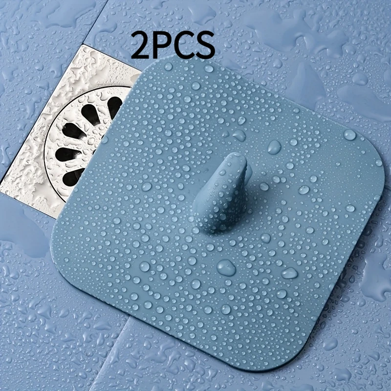 2pcs Reusable Drain Covers/Square Drain Stoppers with Easy-Grip Handles/Hair Catchers for Shower Bathtub Bathroom Sink Kitchen