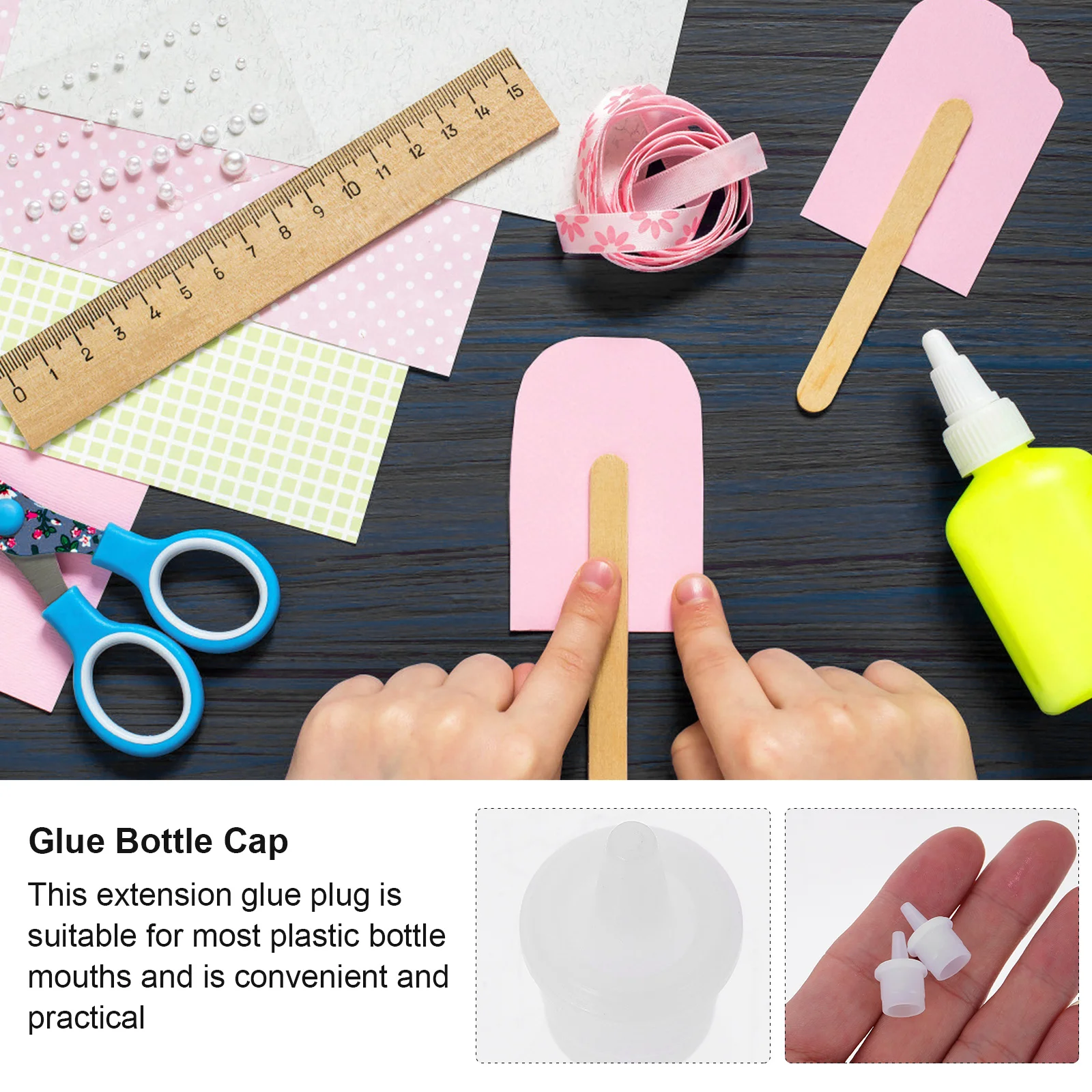 

100Pcs Eyelash Extension Bottle Plug Nozzle Caps Reusable Adhesive Dispenser Heads Prevent Hardening Great for Salon and Home