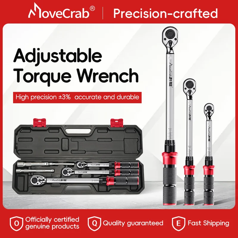 Conjunto de Chave de Torque Profissional Movecrab 5-220N.m 6PCS Kit de Ferramentas de Precisão para Reparos em Bicicletas, Motocicletas, Automóveis e Indústria