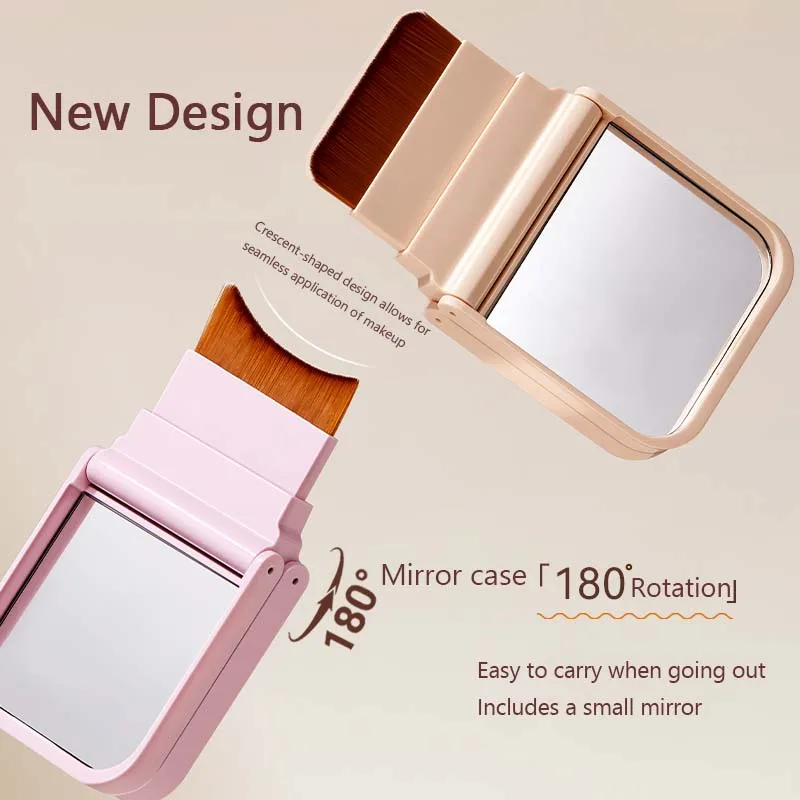 跡が残らないソフトブラシパフセット、超薄型ポータブル、パフミラー内蔵、完璧なベースメイクブラシ