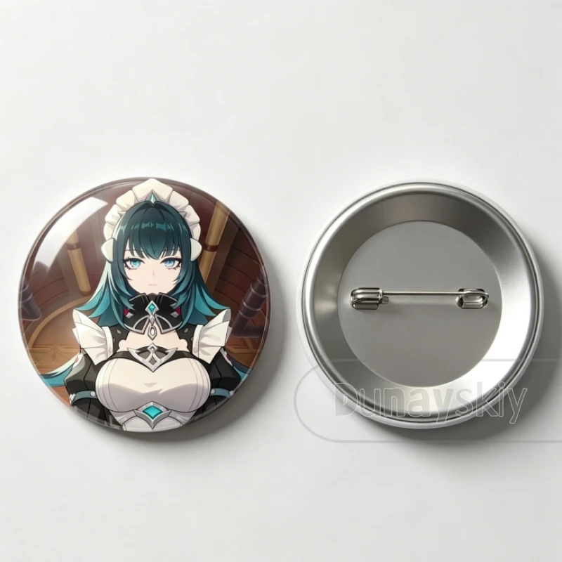 Genshin Impact Badge 58mm Danica Cosplay Round Tin Badge Metal Lapel Pin Badge Cosplay Halloween Anime Fans Cos Game Fans
