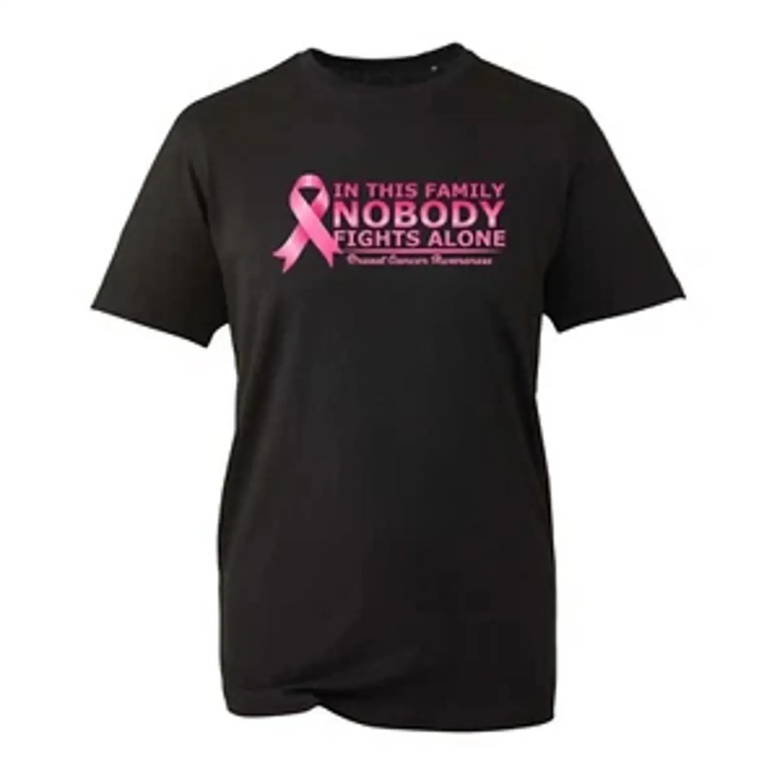 In This Family Nobody Fights Alone T Shirt Breast Cancer Awareness Pink Ribbon vintage Washed streetwear Unisex fashion