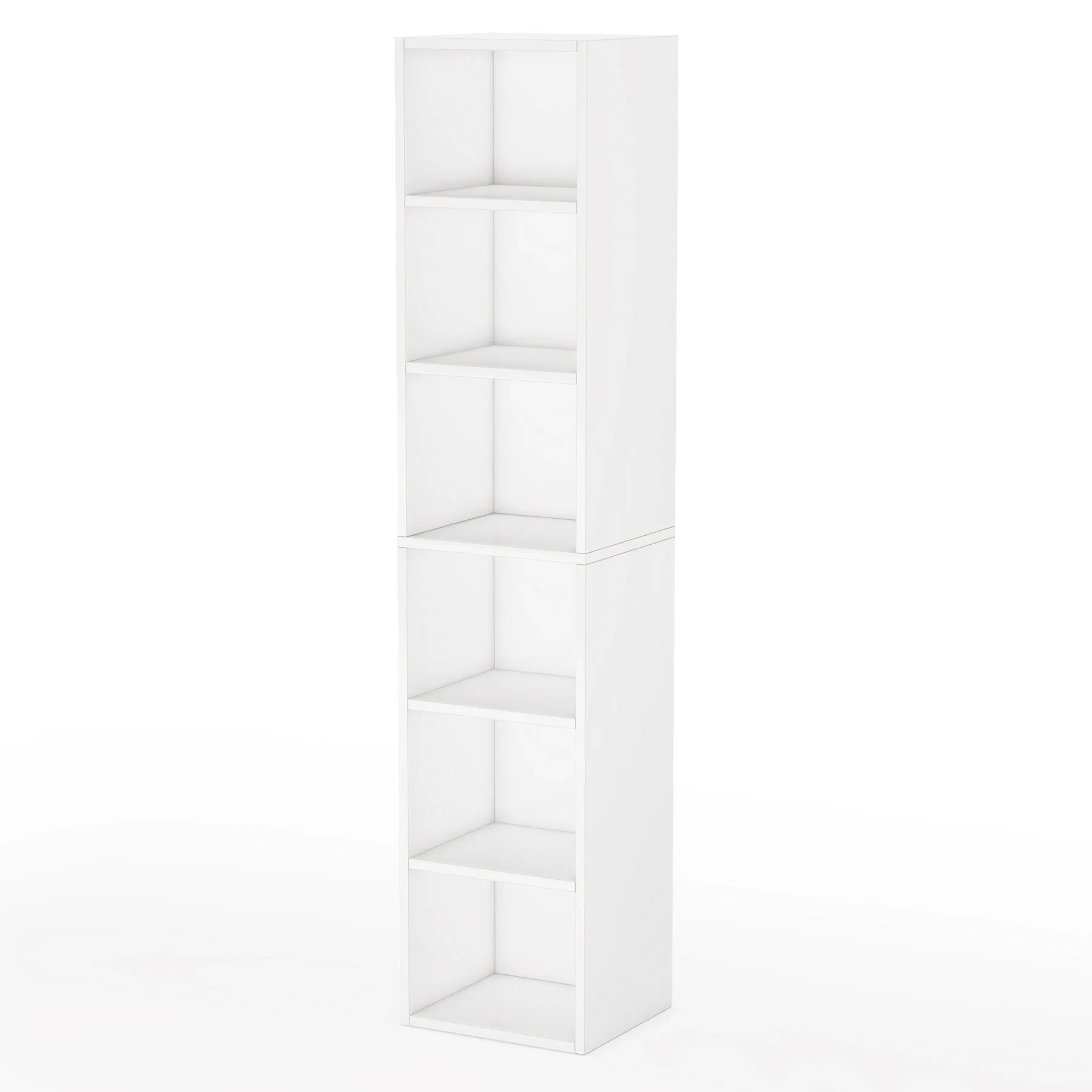 70.9 Inch Tall Narrow Bookcase, Modern White Corner Bookcase with Storage, 6 Tier Cube Display Shelves