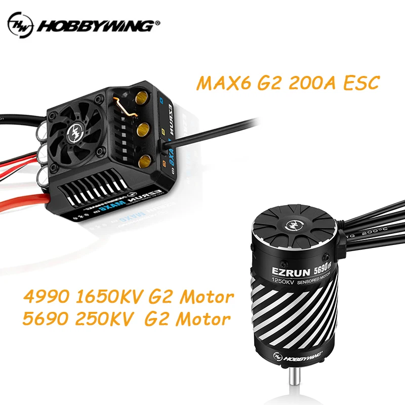 

HOBBYWING EZRUN MAX6 G2 ESC 4990SD/5690SD, 3-8S Lipo Waterproof Brushless Motor Combination for 1/6 1/7 1/8 RC Cars