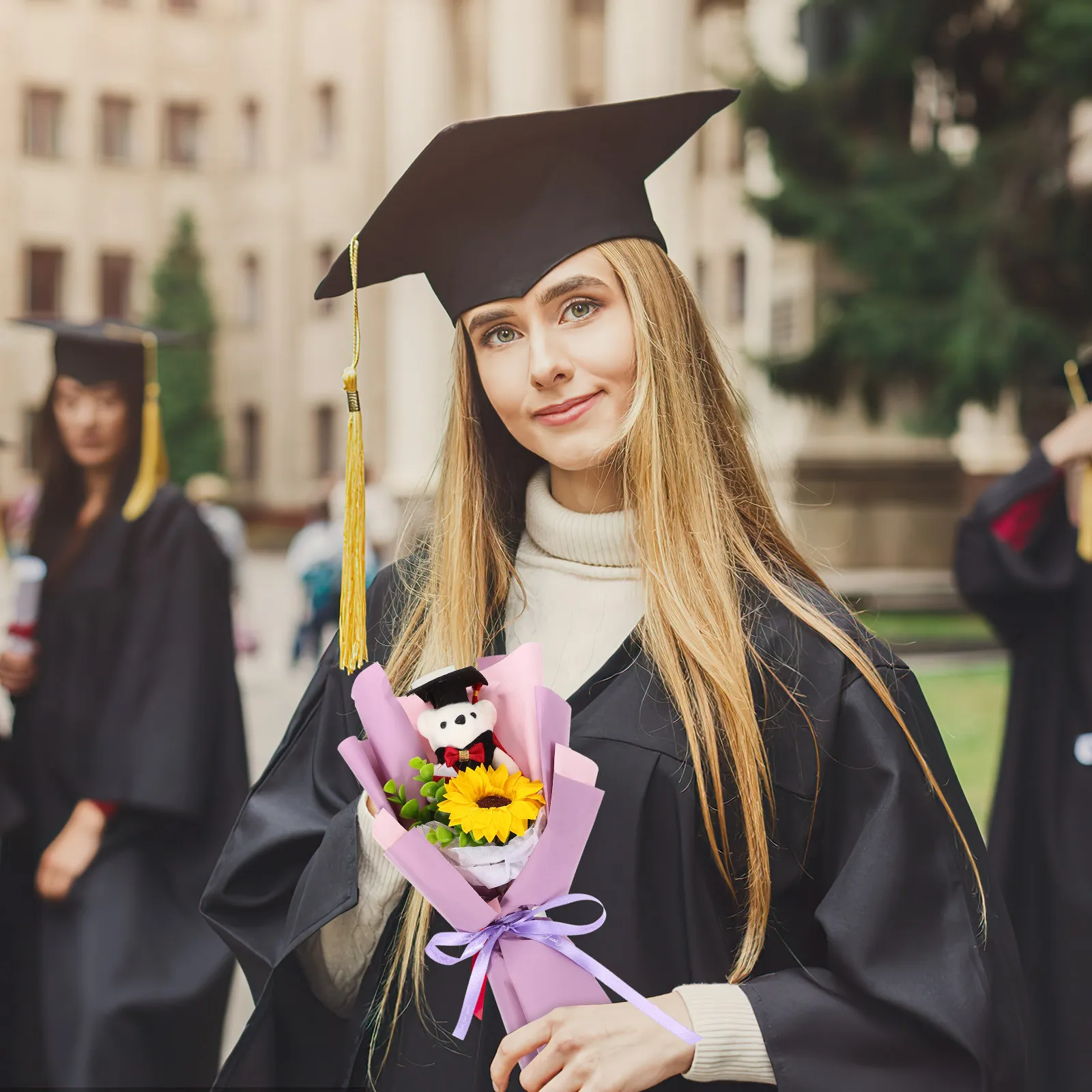 

Graduation Bear Bouquet Cute Graduation Party Floral Bouquet Gift Photo Prop for Graduates Elegant Decor Bear Banquet