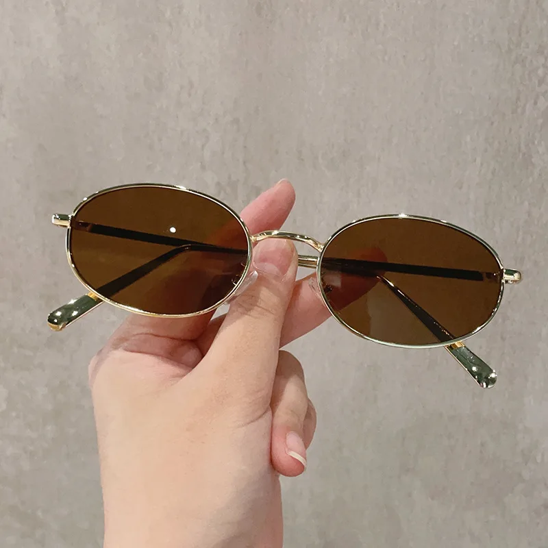 Oval Shape Sunglasses for Women Korean Fashion UV Protection Designer Sunglass Woman Beach Playing Men's Glasses