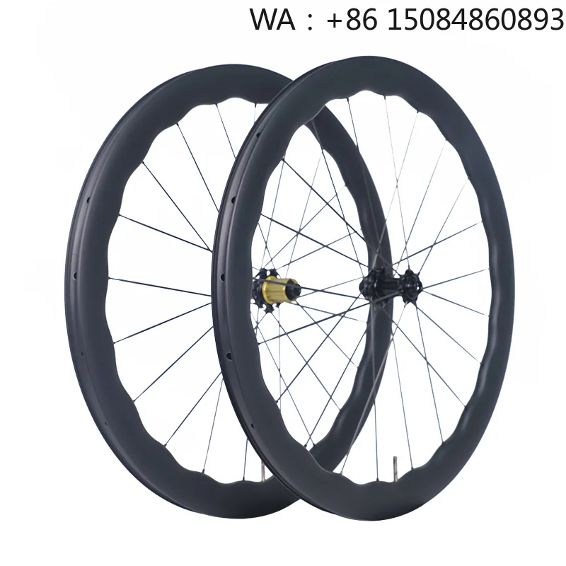 Set Roda Karbon Matte UD 700c, pelek serat karbon clincher berkekuatan tinggi, aksesori roda sepeda jalan raya rem cakram depan belakang