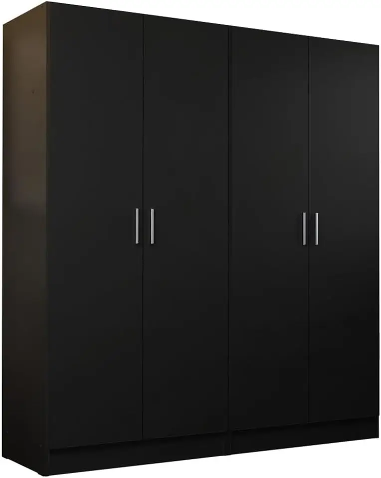 

Wardrobe Set 2 Armoire Closet Hanging Storage Cabinet 4 Doors with Shelves 63 Inch Organization Unit for Bedroom and Offi