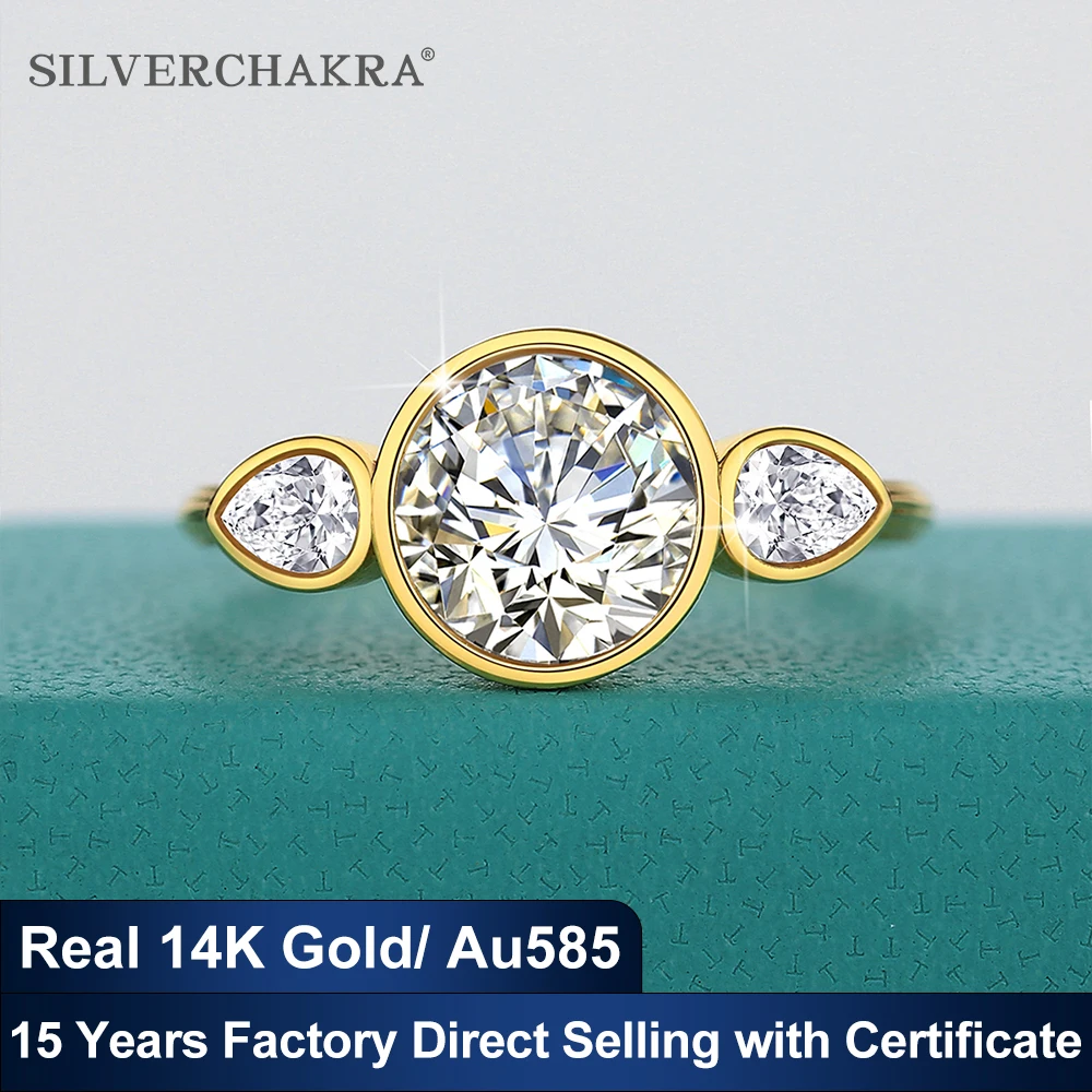 

Оригинальные кольца из 14-каратного золота, чистое Au585 2,7 карата, кольцо с бриллиантом из муассанита для женщин, обручальные кольца для влюбленных, ювелирные изделия