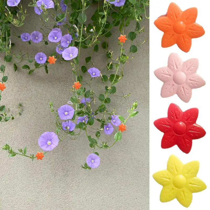 

100pcs Plant Climbing Wall Fixture Clips Self-Adhesive Vine Buckle Hooks Flower Shape Clamp Fixators Home Garden Decoration