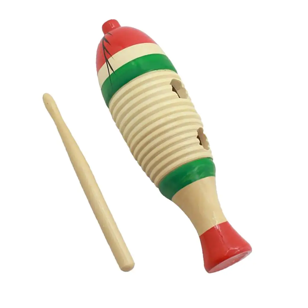 Fish-Shaped Wooden Guiro, Hand Drums Musical Instruments Toys for Children